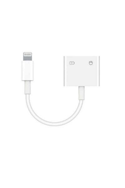 TENPLUS Lightning to Charging Port and AUX Adapter - White