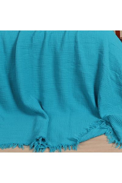 Püskül Tekstil Luxury Muslin Throw Blanket Wide 135X170Cm-100% Cotton Soft Quality Muslin Sofa Cover & Shawl