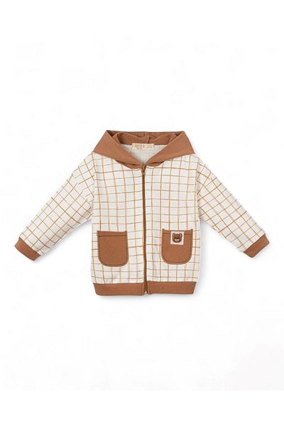 Egelite Baby Boy 3 Piece Teddy Bear Printed Seasonal Hooded Jacket Stylish Baby Set for 1-2 Years Old