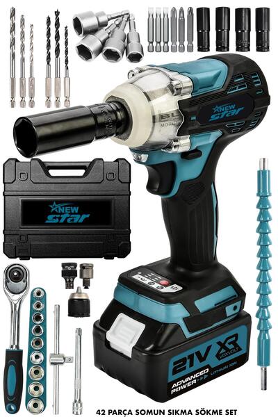 Newstar New Star 42 parça Kömürsüz Motor Şarjlı Somun Sökme Vidalama Cırcırlı...