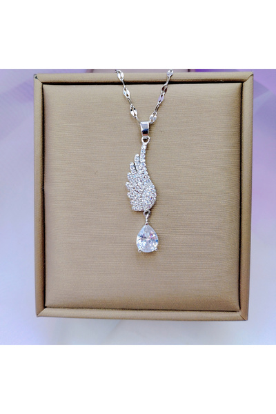 lor Colier lantisor inox argintiu aripa de inge