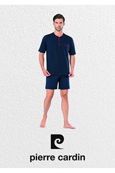 Pierre Cardin Erkek Giyim Lacivert Penye 3'lü Kısa Kol Pijama Takımı (2 Adet Çorap Hediyeli) L1.PC.5370.001