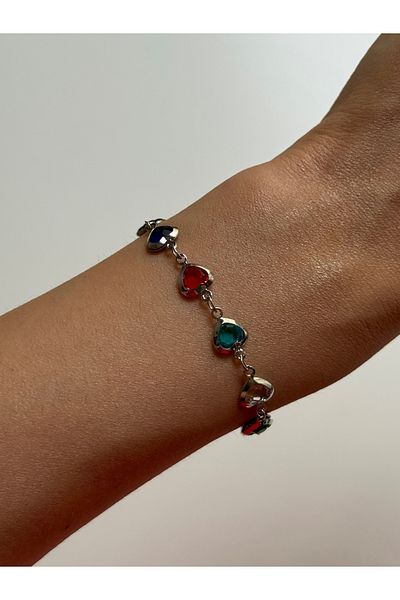 YOUES JEWELRY Steel Bracelet with Colorful Stones