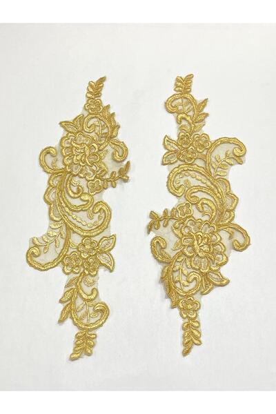 karantuhafiye Guipure Applique / 2 Pack Guipure Applique / Mustard Color # 4