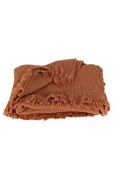 Püskül Tekstil Luxury Muslin Throw Blanket Wide 135X170Cm-100% Cotton Soft Quality Muslin Sofa Cover & Shawl