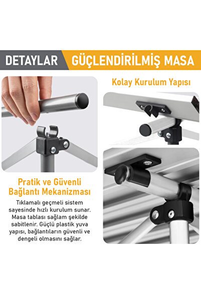 HAEGS Kamp Masası, Güçlendirilmiş Alüminyum Katlanır Outdoor Masa, Piknik Masası 70x70x60cm Siyah