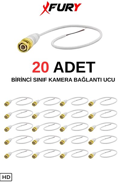 FURY 20 Adet A Kalite Kablolu Hazır BNC Kablolu Konnektör