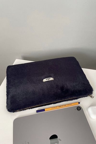 eles Navy Blue Plush Tablet Bag, Navy Blue Tablet Case