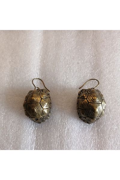 Butik Tülin Women's Authentic Handmade Bronze Tortoise Shell Dangle Earrings 4X2 cm Indian Made
