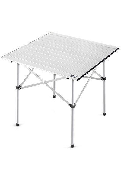 HAEGS Kamp Masası, Güçlendirilmiş Alüminyum Katlanır Piknik Masası, Outdoor Masa 70x70x60cm Gümüş