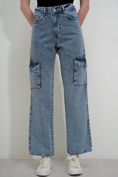 HAKKE Cargo Bellows Pocket Jean Pants