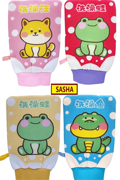 SASHA 4 ليفة استحمام قفاز حمام لتنظيف الجسم وتقشير الجلد وإزالة الاوساخ والده...