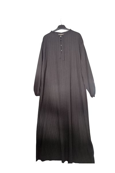 DHDmoda Black 3 Button Plus Size Hijab Dress
