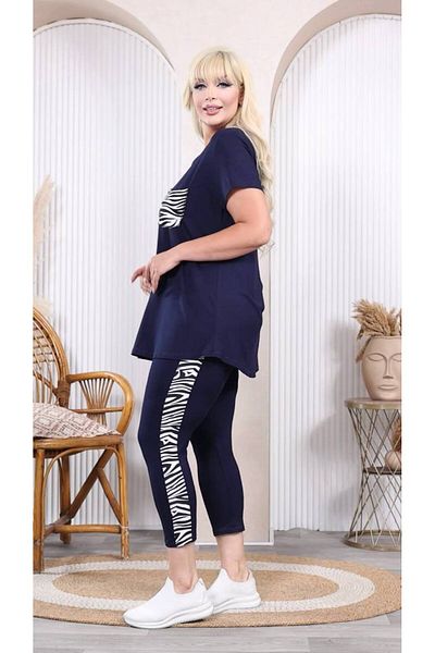 garajmood Navy Blue Pocket Accessory Side Stripe Capri Suit