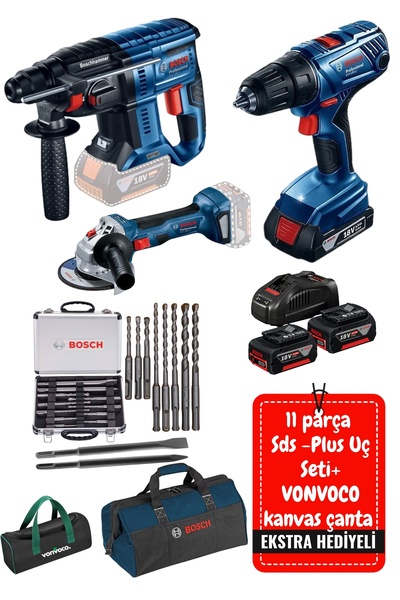 Bosch Gsr 180 li Gws 180 li Gbh 180 li Şarjlı Vidalama Akülü Taşlama Kırıcı Delici Hilti Seti Promix