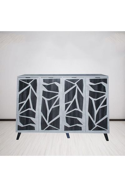 DEC22 Modern 4-door shoe cabinet, distinctive design, size 160 cm