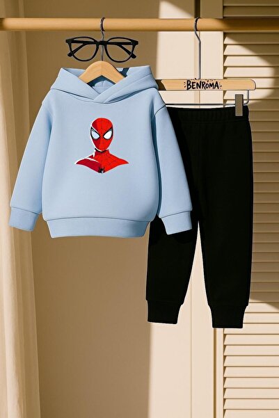 BENROMA طقم رياضي للأطفال مطبوع عليه الرجل العنكبوت بثلاث خيوط