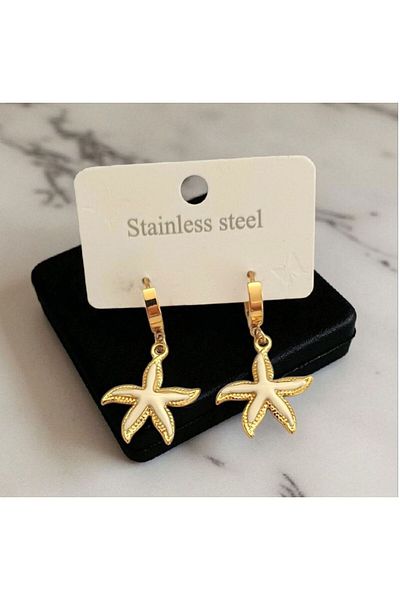AKSESUARIM Women's Starfish Detailed Steel Earrings
