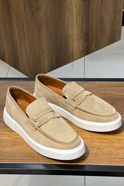 NAZEF Eva Taban Süet Deri Bej Sneaker Ayakkabı