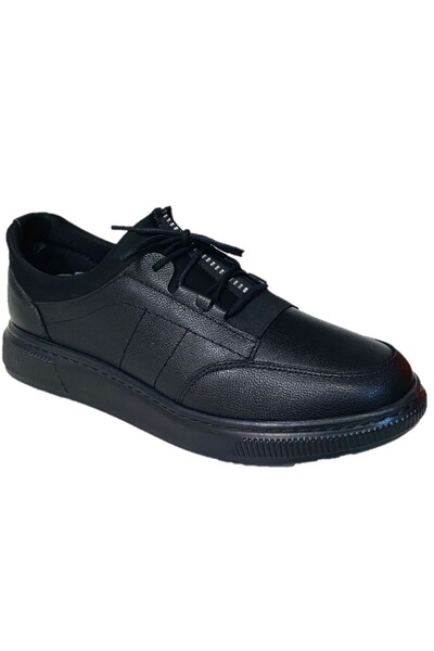 Budaks Men's Shoes Black Inner Outer Genuine Leather Orthopedic 2218