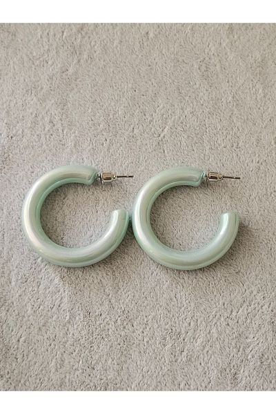 SiestaAccessories Pearlescent Turquoise Color Acrylic Hoop Earrings