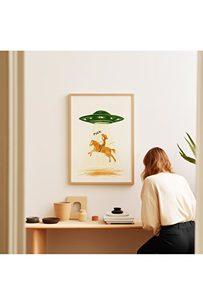 ARTHOUSECOLLECTIVE UFO Cowboy - Desen amuzant Poster Western - Poster fără cadru în dimensiuni de pictură