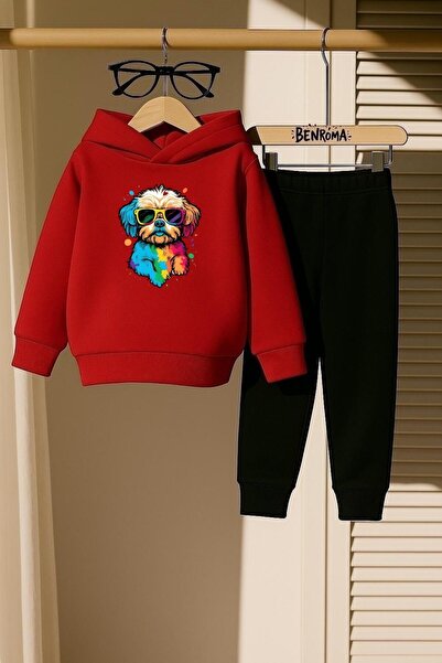 BENROMA KİDS Цветен комплект детски спортни панталони с принт на куче, 3 нишки