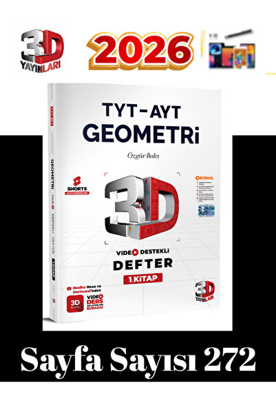3D Yayınları 2025-2026 Tyt-Ayt Geometri Video Destekli Konu Anlatımlı Defter