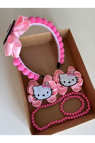 Hello Kitty Pink Hello Kitty Crown Buckle Necklace Bracelet Set