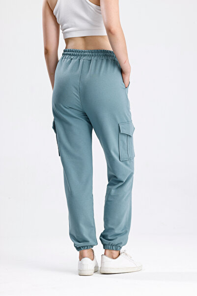 Green Hill Water Green Sweatpants with Cargo Pockets and Elastic Waist