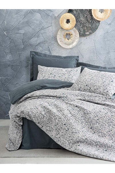 Cotton Box Molly Anthracite - Minimal Double Duvet Cover Set