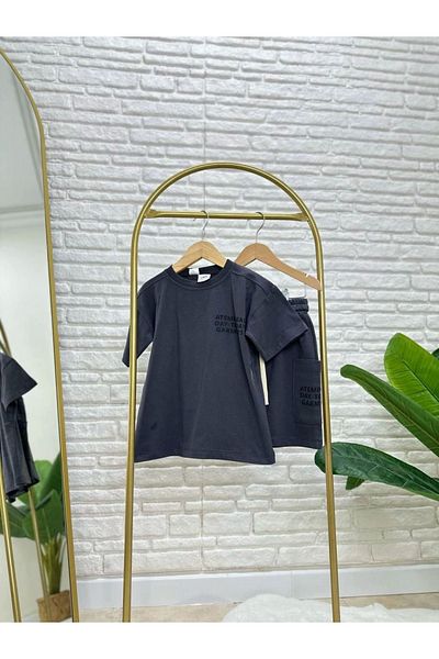 Kidmark Çocuk Modası Boy's Oversize 100% Cotton Summer Smoked Suit