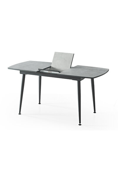 DENGEMA Milano’25 Açılır Masa Takımı – Antrasit Gri & Siyah Ayak – 80×125 → 165 cm, 4 Sandalyeli