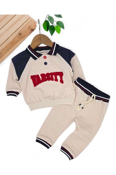 voyyo kids baby Baby Boy Seasonal Polo Collar Embroidered 6-9-12-18-24 Months Stylish Set