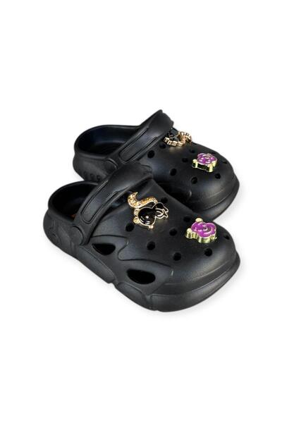 AkınalBella Girl Child Black Stone High Soft Sole Indoor Slippers Sandals