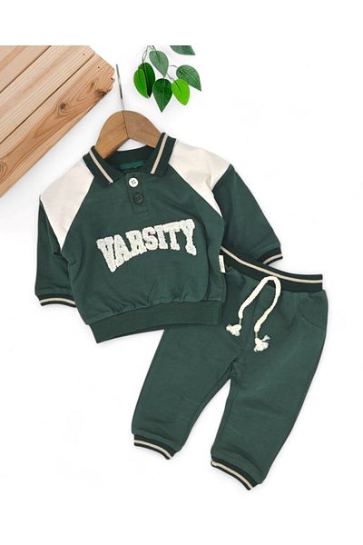 voyyo kids baby Baby Boy Seasonal Polo Collar Embroidered 6-9-12-18-24 Months Stylish Set