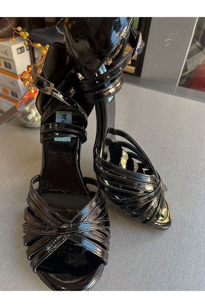 bitangosu Black Patent Leather 8.5 cm 11 Pont Multi-Band Model Tango, Dance and Salon Shoes