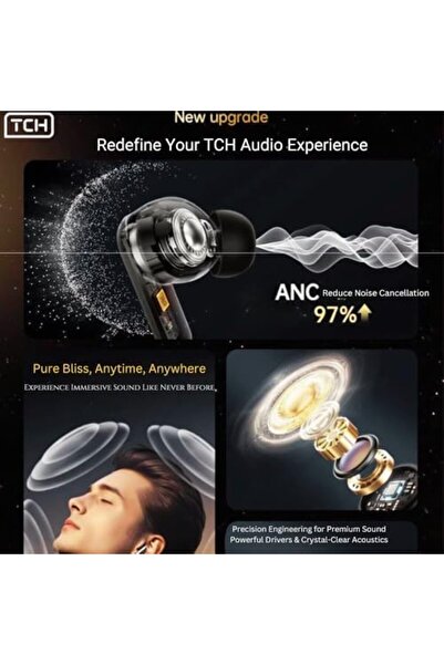 TCH Wireless Earbuds D6 Sound Hunt Noise Cancellation– ANC+ENC, 6-7H Playtime - WHITE