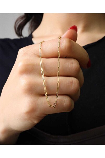 LE&DA Accessory Ataç Model Çelik Gold Zincirli Minimal Zarif Kolye