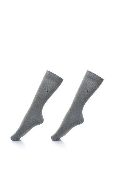 Tommy Hilfiger , Set of long socks with embroidered logo - 2 pairs, Grey mélange, 43-46