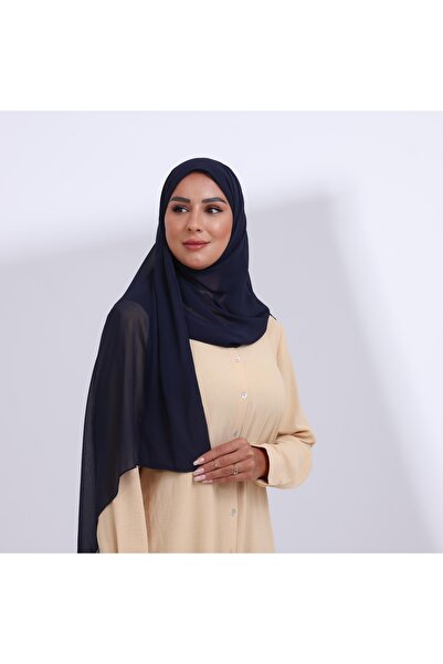 HIJAB VIP طرحة شيفون ربع مبطن من الامام كحلي غامق