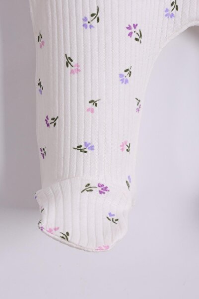 kidello Ecru Floral Booties Baby Girl Romper