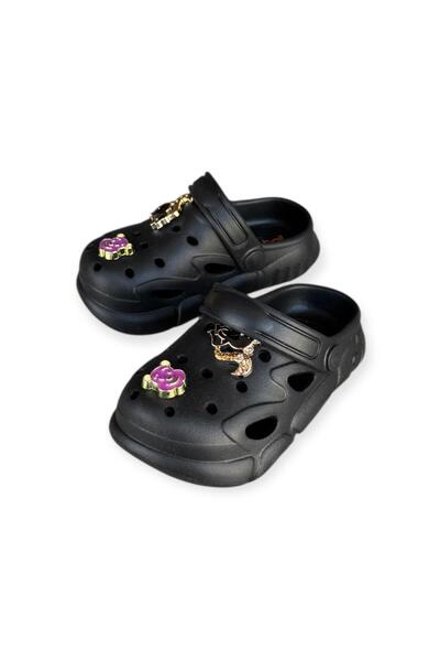 AkınalBella Girl Child Black Stone High Soft Sole Indoor Slippers Sandals