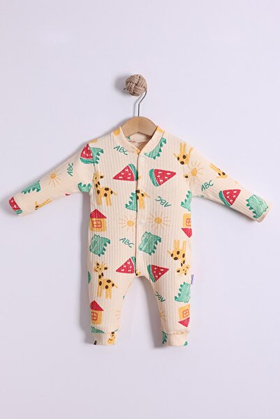 kidello Cream Giraffe Baby Boy Romper