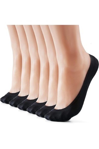 OEM Set 6 pairs women's invisible thin socks, high elasticity, non-slip, size 38-42 EU, Black