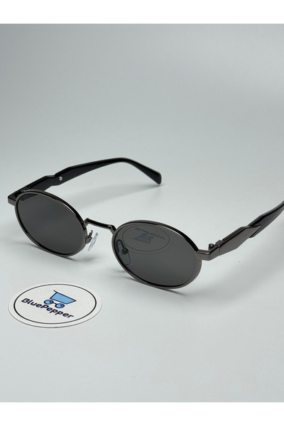 BluePepper PRADIX V3 نظارات شمسية سوداء إطار أسود بيضاوي زجاج أسود ملون 50-18...