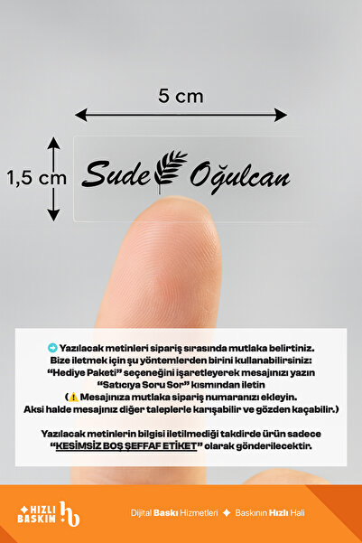 Hızlı Baskım Transparent Label 1,5X5 cm 135 Pieces |   Promise Henna Engageme...