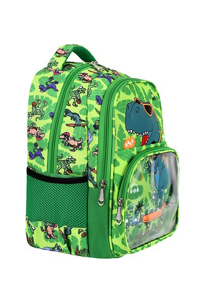 Chocuk Licensed Dinosaur Transparent Pvc Set of 3 Primary School Bag, Thermal Lunch Bag and Pencil Case Set