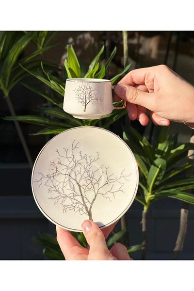 Onedekor Set of 6 Porcelain Coffee Cups Sufi Tree