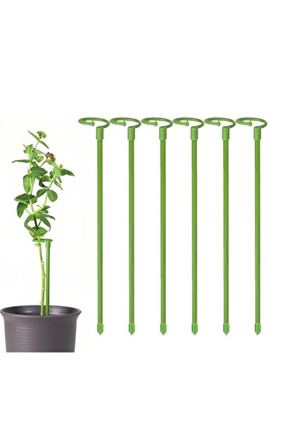 Generic 6-Pack 11.8 Inch Plant Support Stakes - Green Plastic Garden Stakes f...